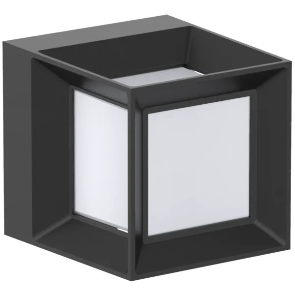 Pure Outdoor Tricolour 5-sided Square Wall Light – Black-PLWLSQ8B