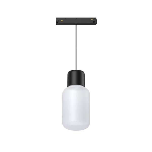 Pure 48V Pendant Track Light 7W Black with Frosted Glass Diffuser