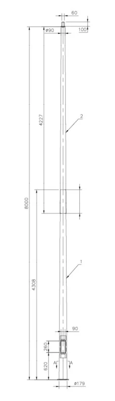 Pure Base Plate Poles 8m Galvanised