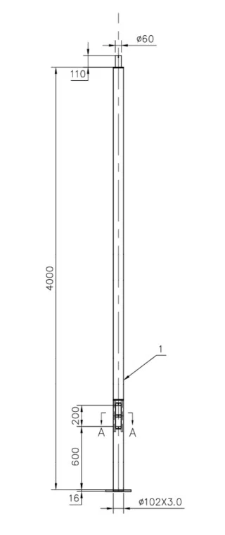 Pure Base Plate Poles 4m Galvanised